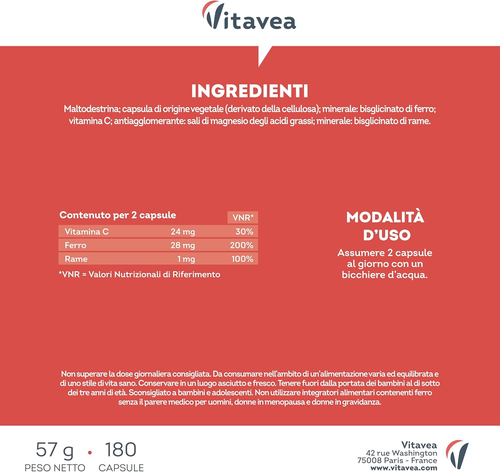 Ferro Con Vitamina C - Alta Biodisponibilità (Ferro Bisglicinato Chelato) - per - Foto 7 di 12