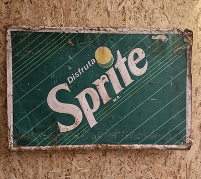 XXL SPRITE ALTES BLECHSCHILD METALLSCHILD WERBUNG DEKO VINTAGE AUS MEXIKO