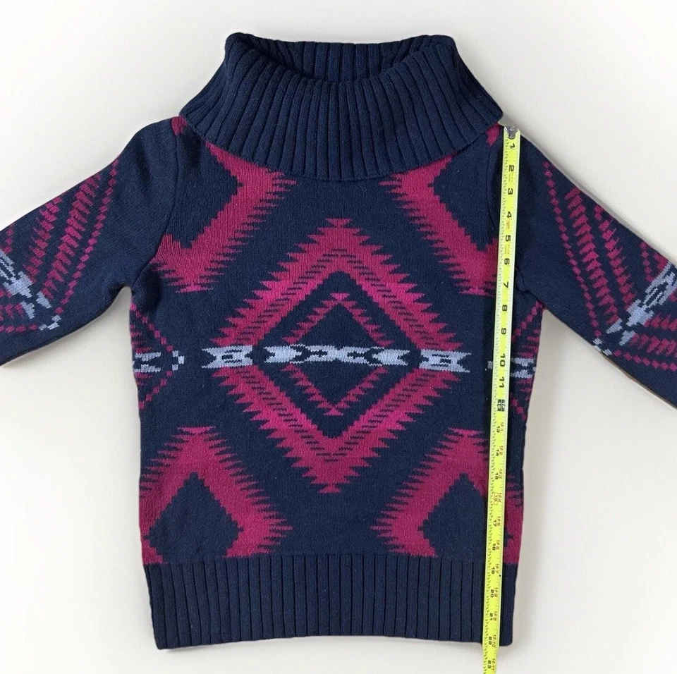 Suéter Ralph Lauren Para Mujer Pequeño Rojo Azteca Negro Cuello Alto Argyle Tejido Jersey Foto 3 de 4