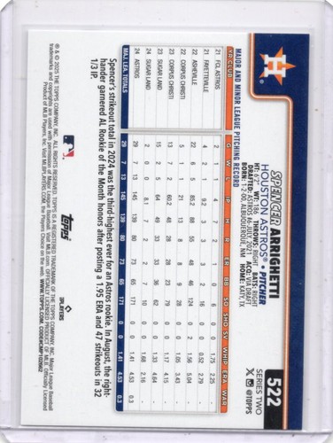 2025 Topps Series 2 - Spencer Arrighetti #522 Houston Astros - Picture 2 of 2