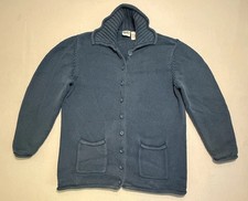 Vintage Cherokee Knit Cardigan Blue 100 Cotton Sweater Made in Japan Size L