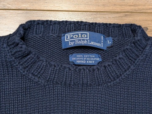 Vintage 90s POLO RALPH LAUREN Bear Sweater Hand Knit Navy Men's Size L CLEAN! - Bild 5 von 5