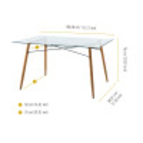 Teamson Home Minimalist Glass Top Wood Grain Legs Dining Table For Kitchen - Picture 3 of 9