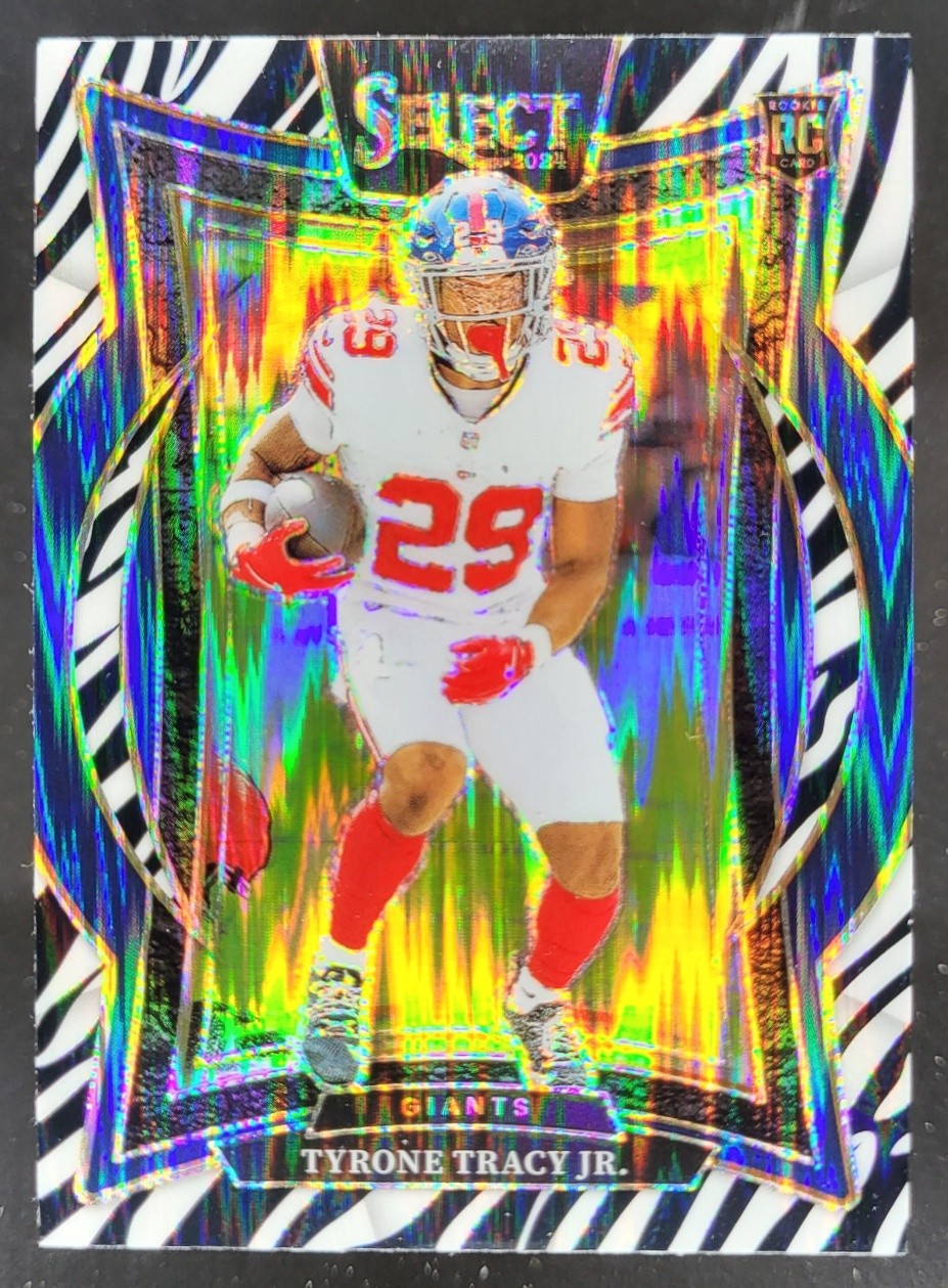 2024 Panini Select Tyrone Tracy Jr. Concourse Zebra Prizm Shock RC Giants CR2