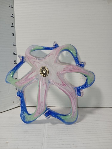 Murano Art Glass Star Fish Pastel Colored Candy Dish Bowl Made in Italy 9” - Picture 4 of 5