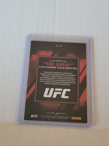 2022 UFC Donruss Optic Alexander "The Great" Volkanovski Also Known As #4 - Picture 4 of 4