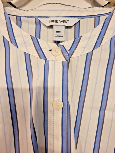 NWT Nine West Women Striped Shirt Dress Sz XXL - Picture 2 of 2