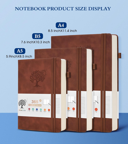A5 Lined Journal Notebook - 365 Page Leather Journals for Writing Women & Men,Ha - Picture 2 of 12