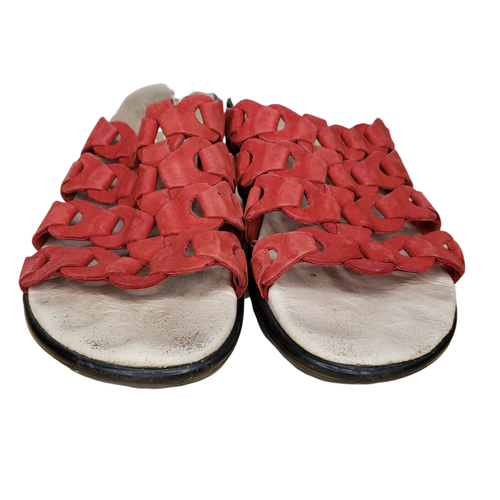 Jambu Größe 9,5 romantische Pantoletten Sandalen rot Leder Seil Absatz Detail Slipper - Bild 4 von 9
