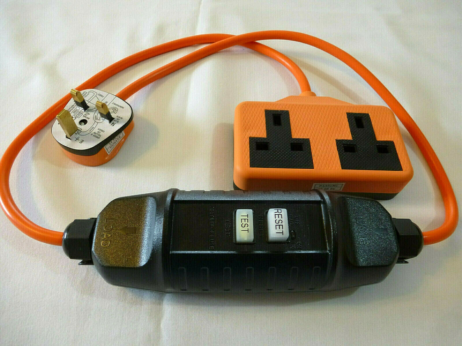 2 Gang Way RCD Extension Lead Safety Circuit Breaker Camping Hook Up