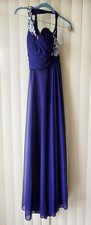 Xscape Dress  Navy with Silver Sequins Sz 2 Maxi Formal Prom Gown Cocktail