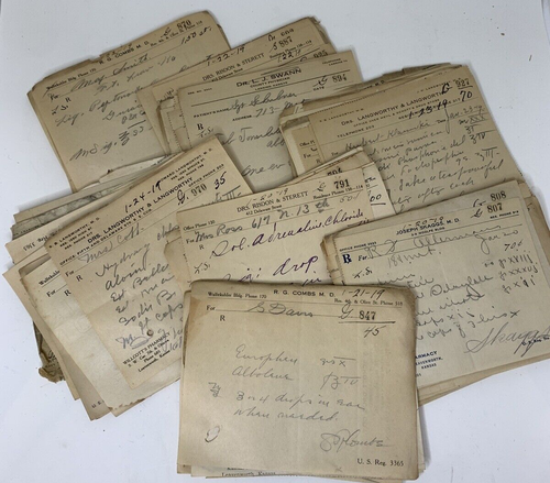 Lot 100 antike Rx Arzt Rezepte Drogisten Formen Ephemera um 1925 orig.