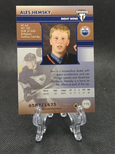 2002-03 Pacific Private Stock Titanium Retail /1475 Ales Hemsky #115 Rookie RC - Picture 2 of 2