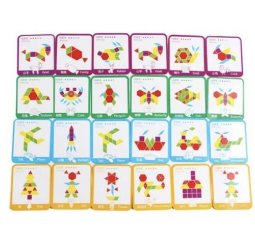 155 Teile Holzpuzzle Montessori Musterblöcke pädagogisches Spielzeug Entwicklung - Bild 5 von 8