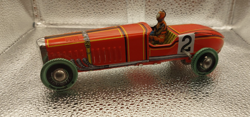 Oldtimer roter Aufzieh Rennwagen mit Schlüssel