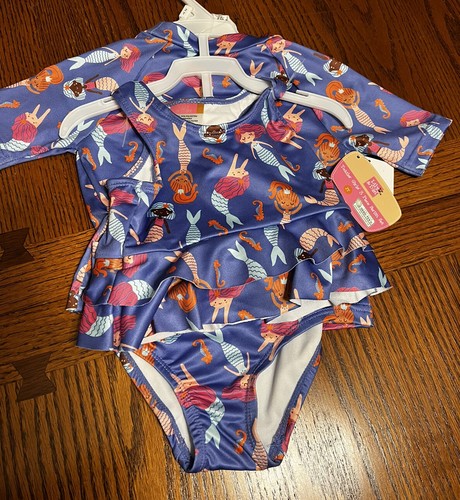 Lily & Dan 3 Piece Toddler Girl Swim Suit Size 2T Mermaid Print NWT - Picture 2 of 5