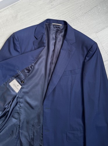 Men's CANALI Travel Wool Striped Blazer Jacket Sport Coat Navy Size 54 US44 L - Picture 6 of 13