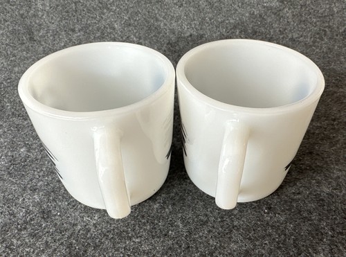Two BATMAN Westfield Milk Glass Coffee Mugs Vintage Double Sided Black Graphics - Picture 13 of 24