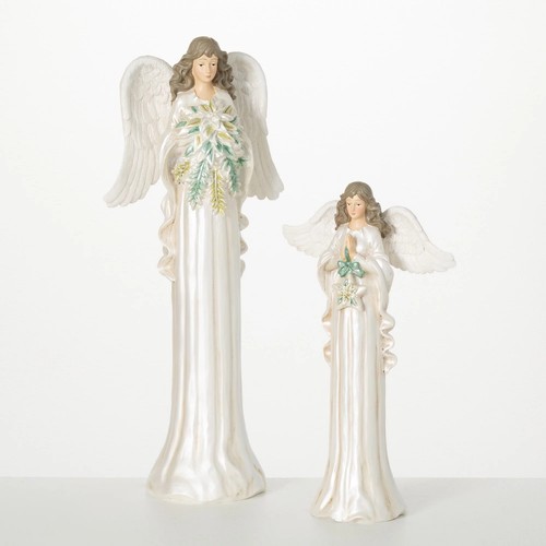 Sullivans 12.25"H and 17.25"H White Tall Angel Figure - Set of 2