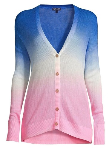 Splendid Sunscape Ombré Cashmere Blend Pink Blue V neck Cardigan M - Picture 11 of 19