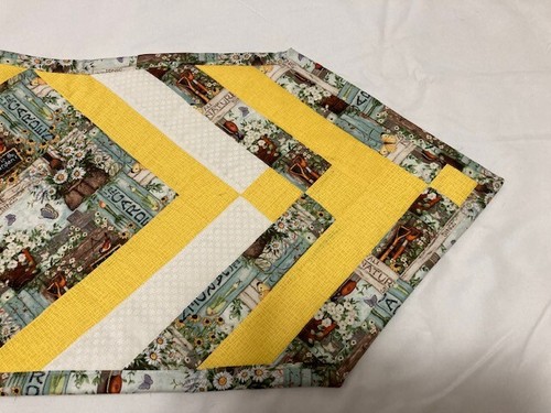 Spring ,Summer Flowered Quilted Table Runner 13x36 inches Yellow/white - Picture 3 of 4