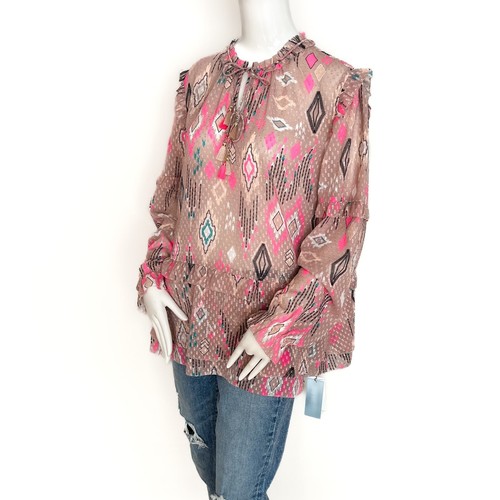 $400 | NUEVO CON ETIQUETAS | Blusa Top Camisa Top Marc Cain Boho Manga Larga Estampado Ligera L N5  - Imagen 4 de 15
