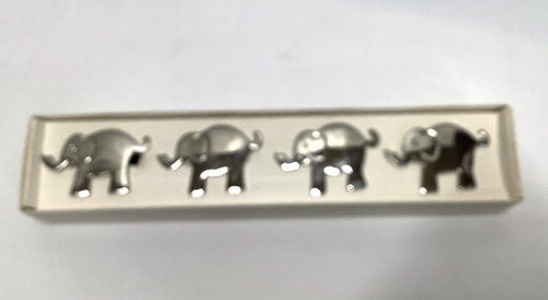 Pier 1 Anelli Tovagliolo Elefante Nichelato Lotto di 4 Tono Argento Vintage - Foto 2 di 8