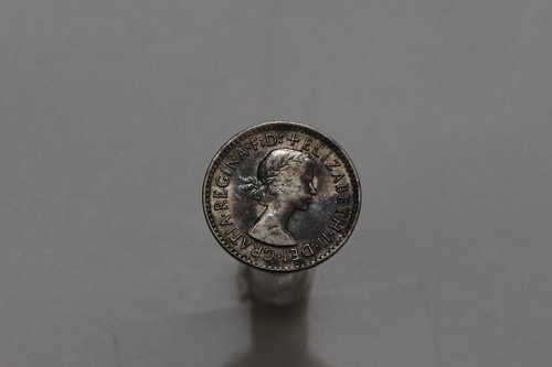 🧭 🇦🇺 AUSTRALIA 3 PENCE 1959 SILVER HIGH GRADE B66 #K1567 - Picture 2 of 2