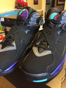 NEW Men's NIKE AIR JORDAN RETRO 8 Aqua 305381-025 Black Grey Concord SZ 10.5 NEW Men's NIKE AIR JORDAN RETRO 8 Aqua 305381-025 Black Grey Concord SZ 10.5