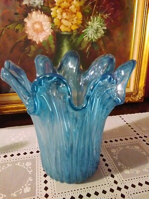 9 Blue Art Glass Vase 9 Blue Art Glass Vase