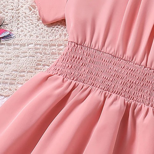 Kids Casual for Girls Clothes Pink Short Sleeve High Waist A-line Dress 7-14Y - Bild 15 von 17