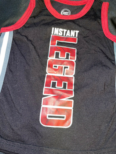 ^WONDER NATION black & red tank top 2T say's INSTANT LEGEND PRE-OWNED - Picture 3 of 4