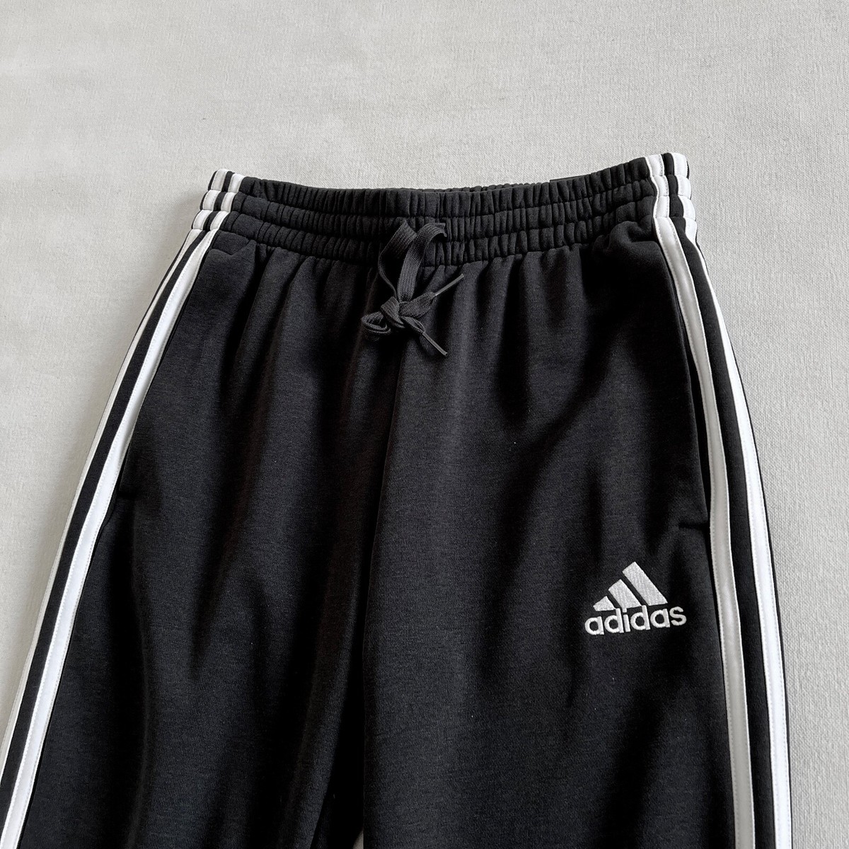 NWT ADIDAS Men's Black French Terry Cuffed Taper Joggers