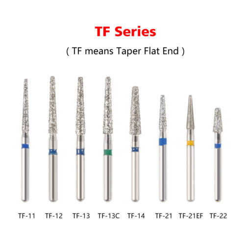 5-100 DENTAL FRESE DIAMANTATE PER TAPER DENTISTA ODONTOTECNICO FG 1.6mm PUNTE TF - Zdjęcie 1 z 884