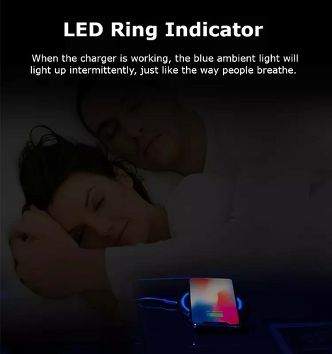 NEWAVE Zinc Alloy 15W Qi Wireless Charger Fast Charging Pad LED Ring Indicator - Picture 8 of 12