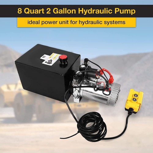 8 Quart 2 Gallon Hydraulic Power Unit Double Acting Metal Reservoir Dump Trailer - Picture 4 of 11