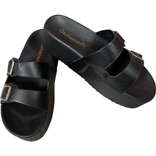 OUTWOODS WOMENS LIGHT WEIGHT RUBBER SLIP ON  SANDAL GOLD ADJUSTABLE BUCKLE SZ 7 - Picture 1 of 7