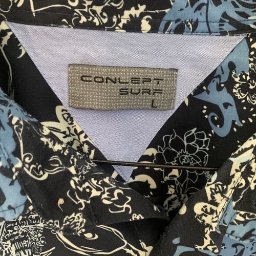 Concept Surf Button Shirt Men's L Short Sleeve Abstract Floral Hawaiian Shirt - Picture 2 of 4