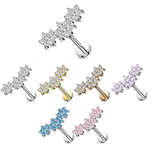 Tragus Helix Cartilage Earring * Flat Disc Back Labret * Crystal Upper Ear Stud - Picture 11 of 111
