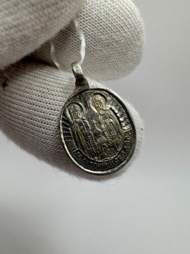 Antica Icona Ciondolo Ortodossa Russia Imperiale 84 Argento Grande Martire Barbara - Foto 8 di 13