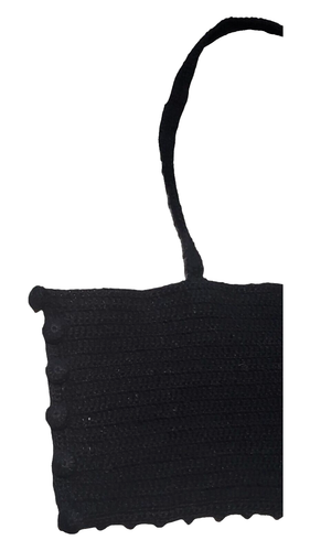 TOPSHOP Black Bralette 12 Deep Plunge Bustier Knit Crop vest top rear fastening - Picture 5 of 8