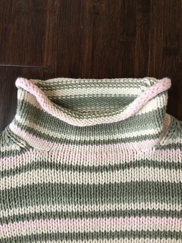 Eddie Bauer Green Pink Stripe Cotton Blend Roll Neck Sweater X-small - Picture 4 of 10