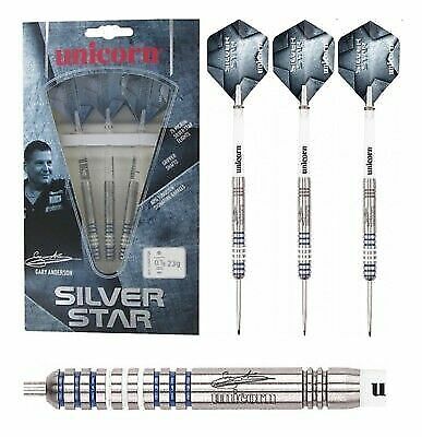 Unicorn Darts - Gary Anderson Silver Star P1 21g 23g 25g 27g (Steel Dart) NEU - Afbeelding 1 van 1