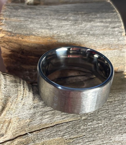 Handsome Rugged Brushed Finish, 10mm Wide Ring, Flat Profile Titanium Band - Picture 4 of 7