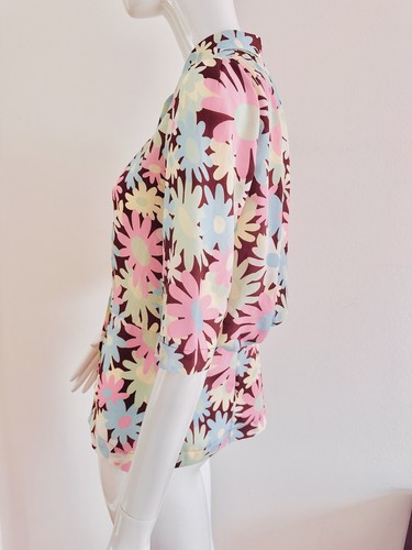 MARNI Top Bowling Shirt Blouse Floral Italy Art Modern Fern Daisy Pink Size 40 S - Picture 15 of 24