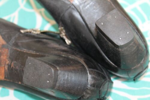 Faire Lady Size 39 Womens Italy Boots Shoes Leather Black Golden details zip - Picture 14 of 15