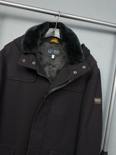 Armani Jeans Vintage Mens Wool Coat Jacket Size M - Picture 2 of 9