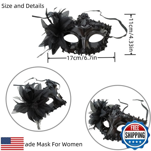 Hopodix Black Couples Masquerade Mask set Gothic venetian masks for Valentine - Picture 3 of 5