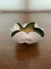 VINTAGE MURANO Green, White & Gold Art Glass Ashtray Bowl W/Flakes 4.5"W
