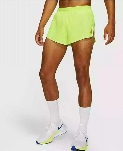 Nike Aeroswift Running Racing Shorts 2" Lime Volt Green Mens Sz L CJ7837-702 - Picture 1 of 5